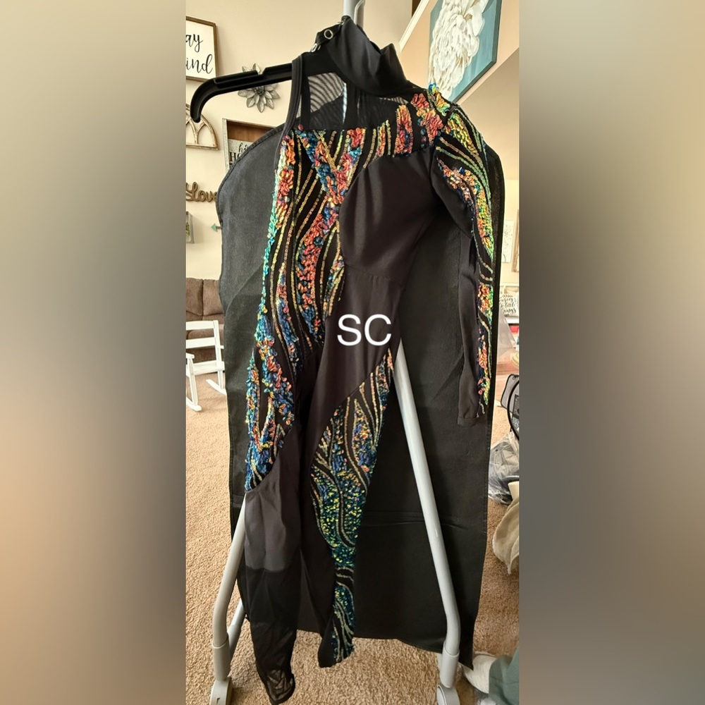 Black Unitard with Colorful Sequins